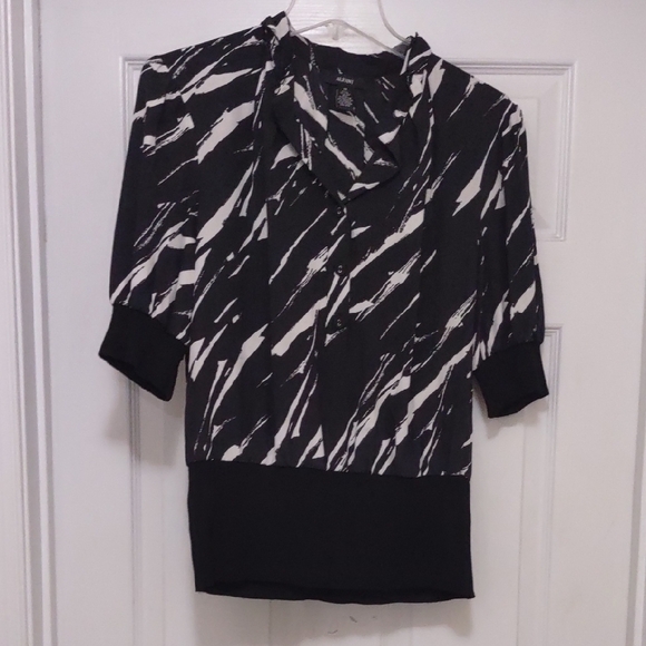 Alfani Tops - Alfani Black and White 100% Silk Blouse Size 12